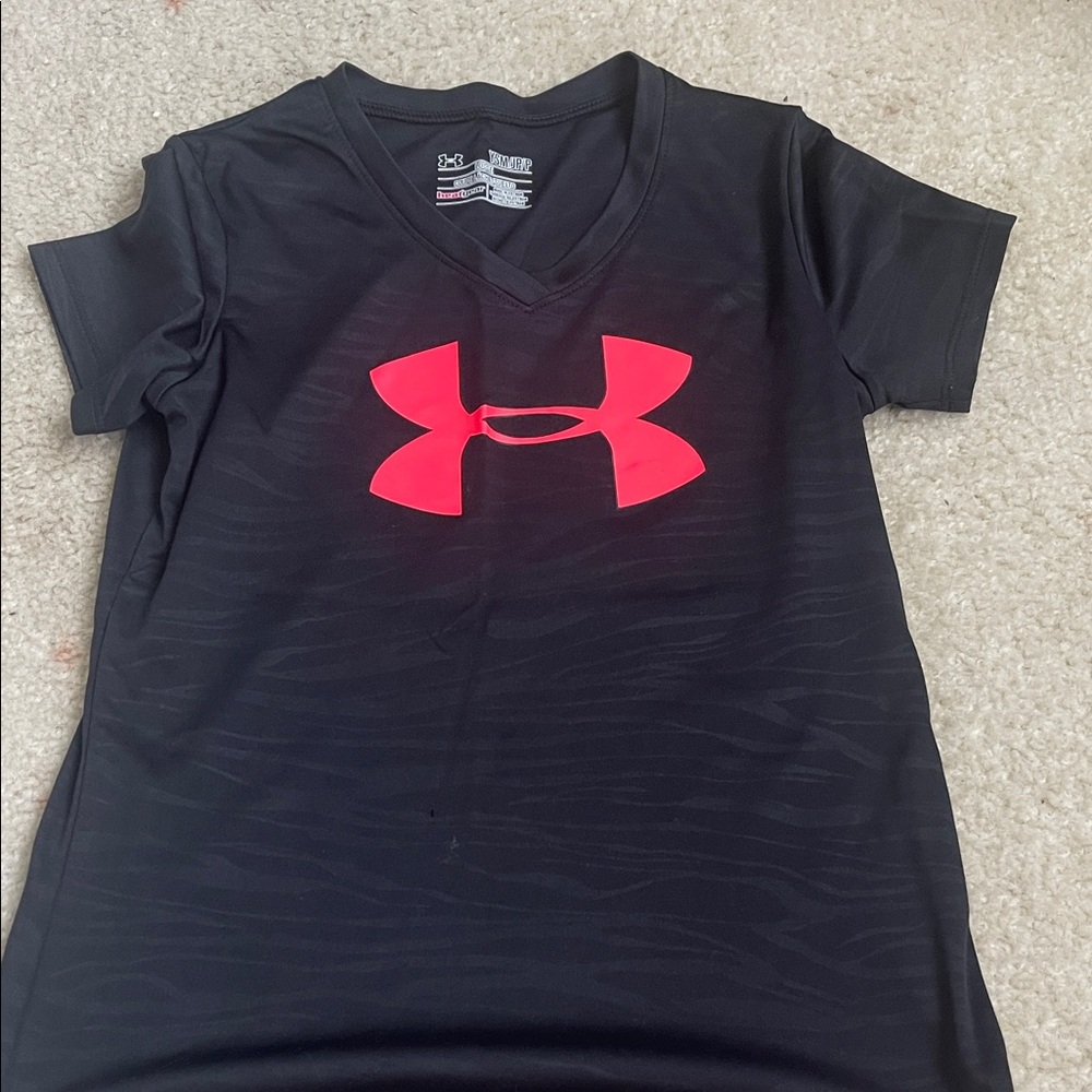 Under Armour Kids Black Tee with Red Logo